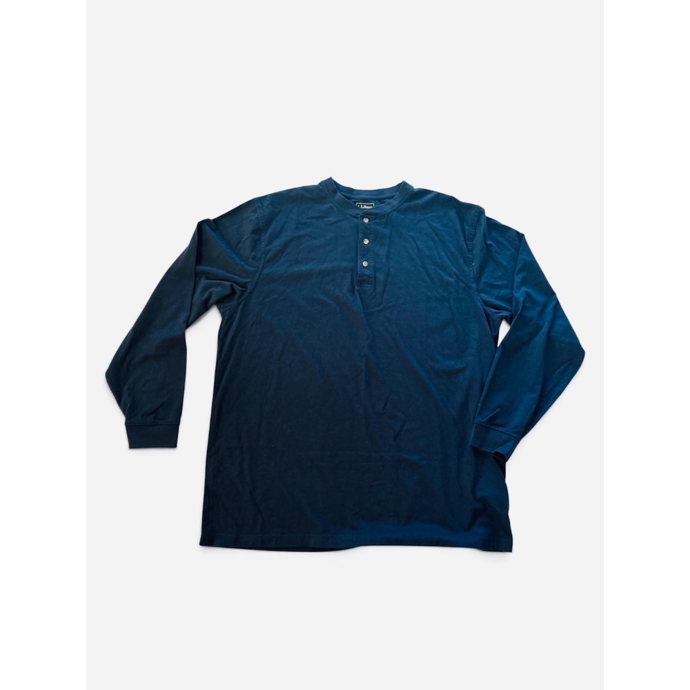 L.L.Bean Men's Sz XL Tall Navy Henley Long Sleeve Shirt Traditional Fit Coastal